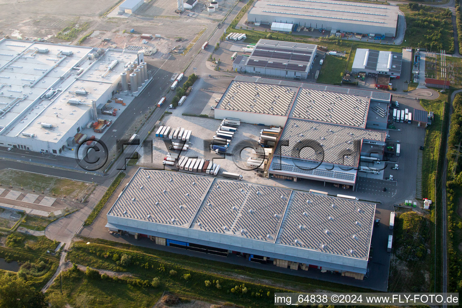 Aerial photograpy of Oberwald Industrial Area in Wörth am Rhein in the state Rhineland-Palatinate, Germany