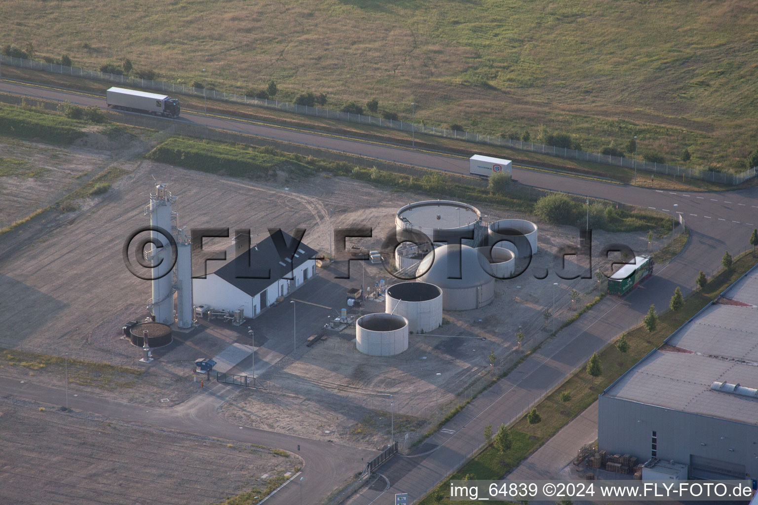 Oblique view of Oberwald Industrial Area in Wörth am Rhein in the state Rhineland-Palatinate, Germany