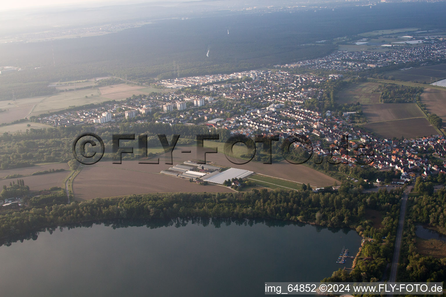 Aerial view of District Leopoldshafen in Eggenstein-Leopoldshafen in the state Baden-Wuerttemberg, Germany