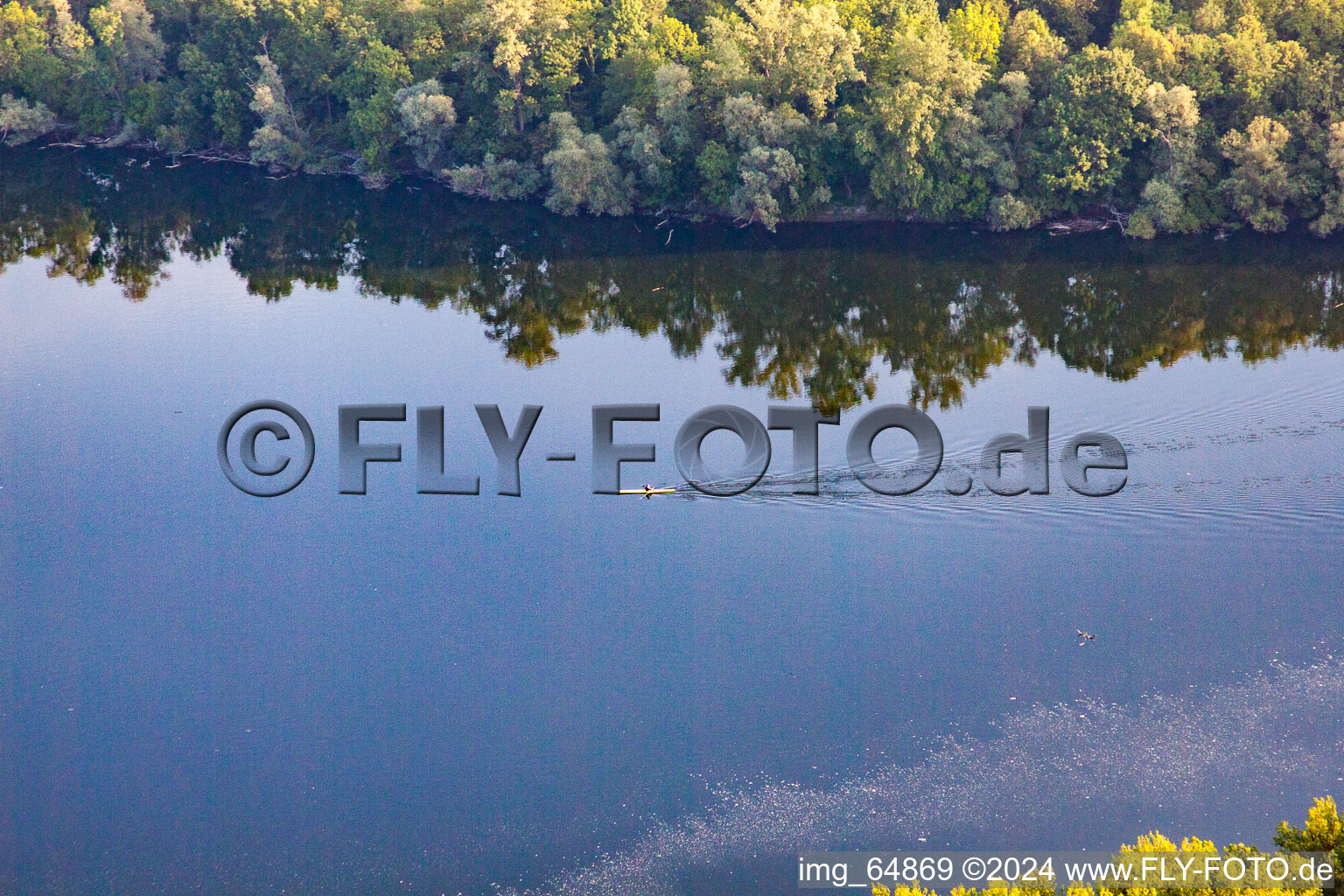 Paddler on the Saalbach Canal in the district Rheinsheim in Philippsburg in the state Baden-Wuerttemberg, Germany