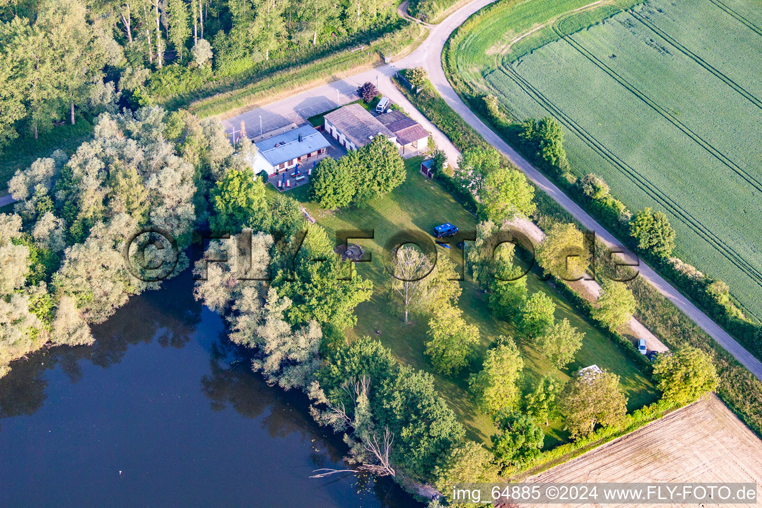 Aerial view of At the Rußheimer Althrein, In d. Au in Germersheim in the state Rhineland-Palatinate, Germany