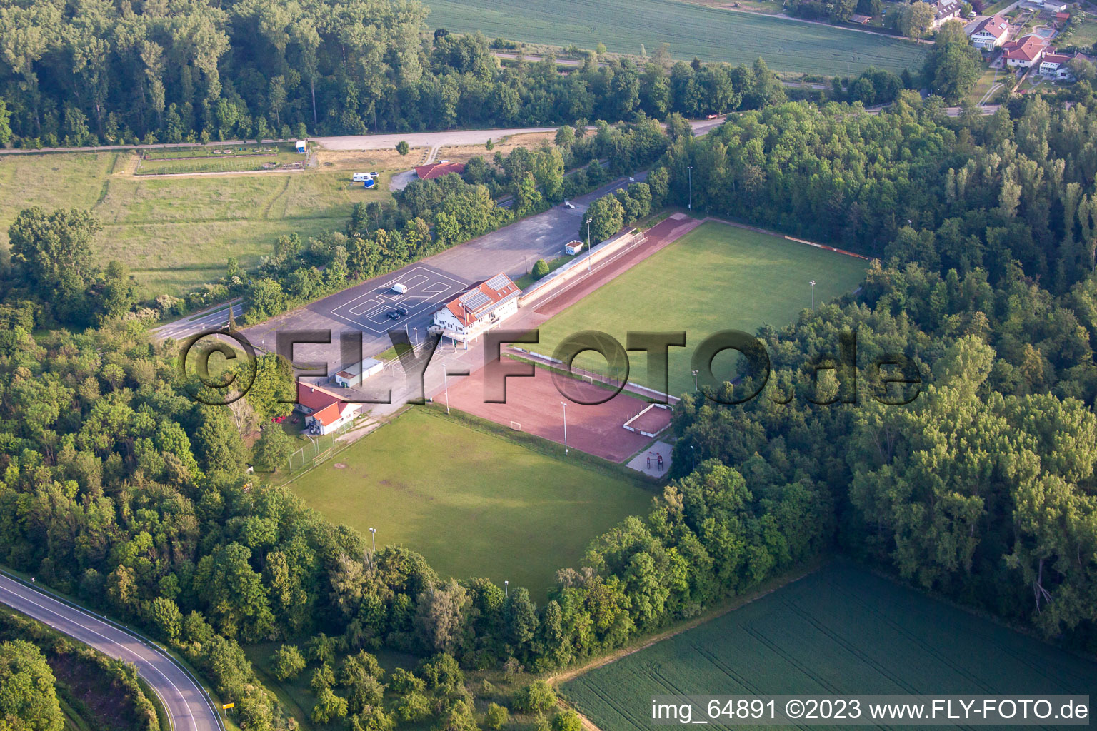Aerial view of Playground VFR in the district Rheinsheim in Philippsburg in the state Baden-Wuerttemberg, Germany