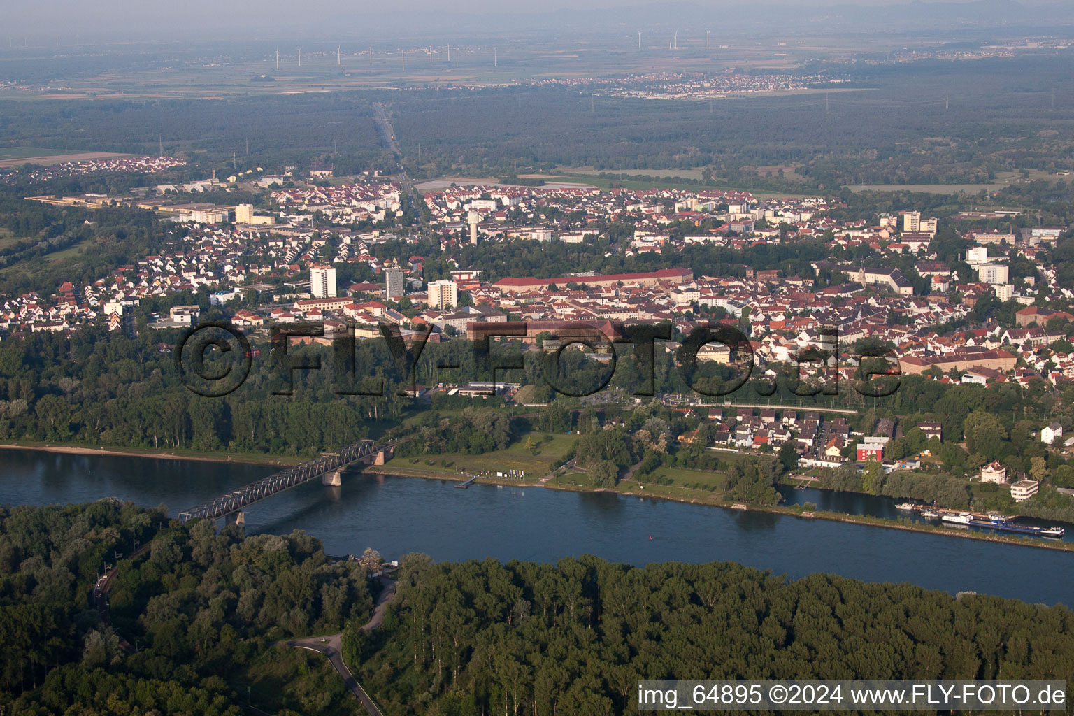 Germersheim in the state Rhineland-Palatinate, Germany viewn from the air