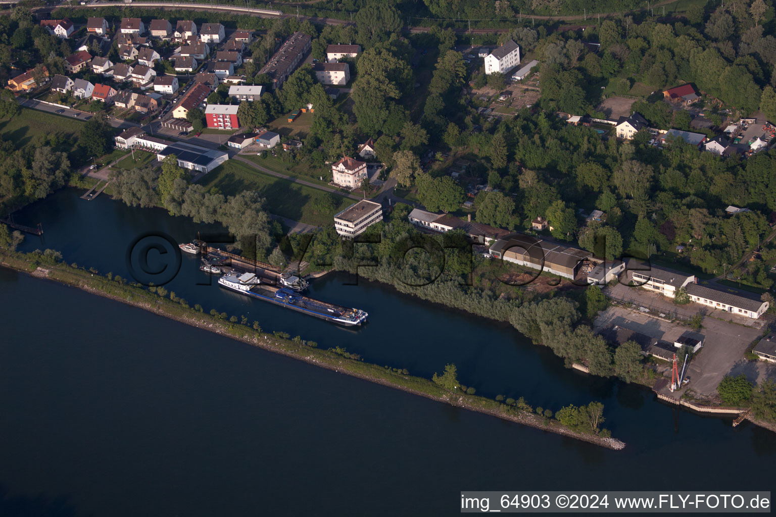 Aerial view of Germersheim in the state Rhineland-Palatinate, Germany