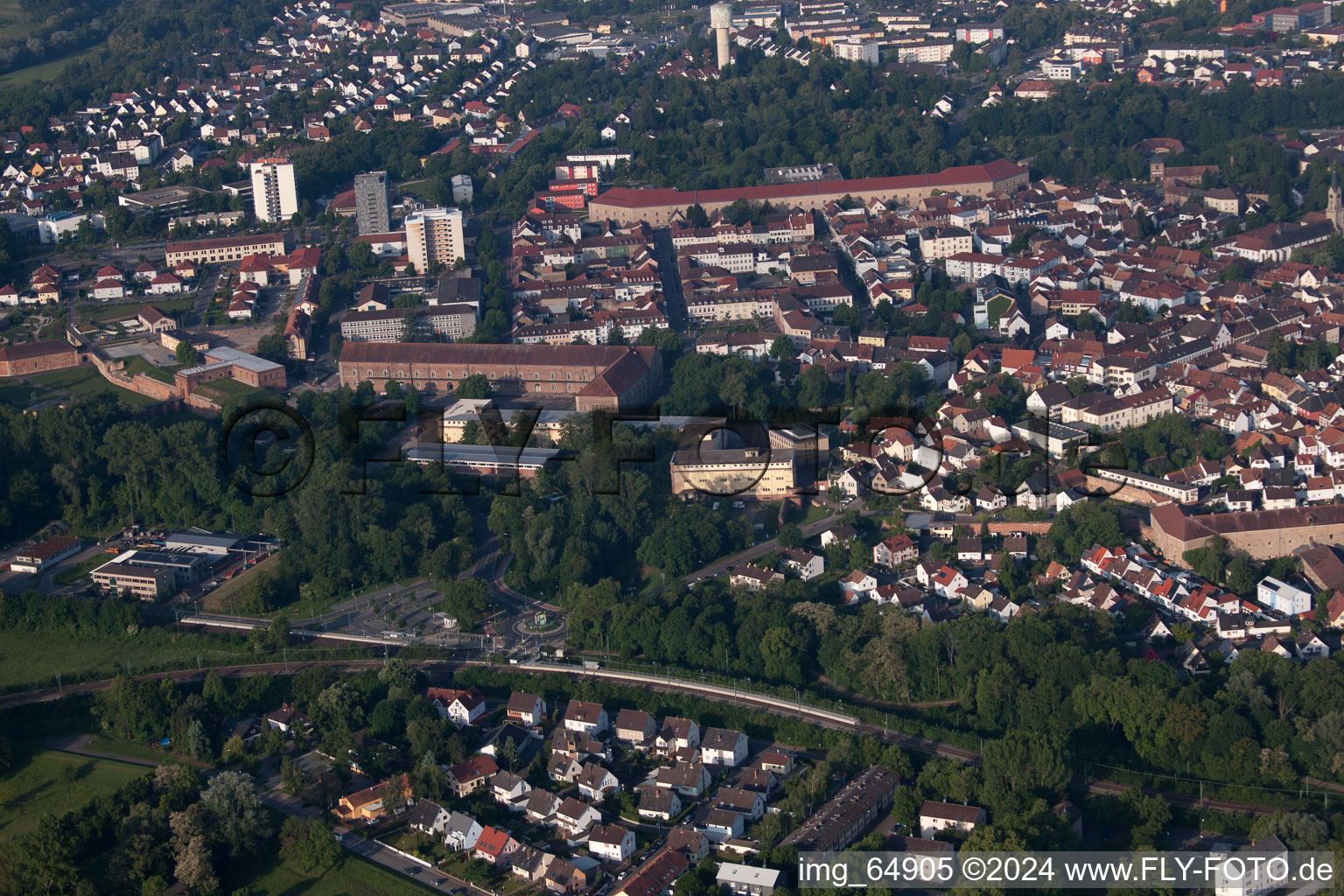 Oblique view of Germersheim in the state Rhineland-Palatinate, Germany