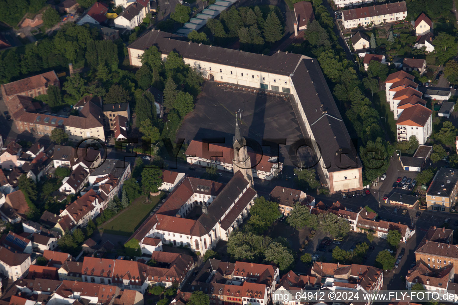 Drone recording of Germersheim in the state Rhineland-Palatinate, Germany