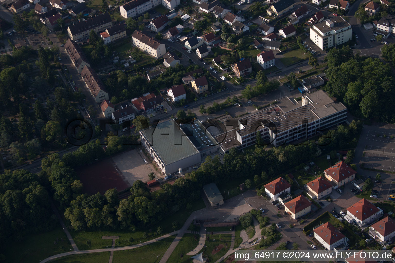 Aerial view of Germersheim in the state Rhineland-Palatinate, Germany