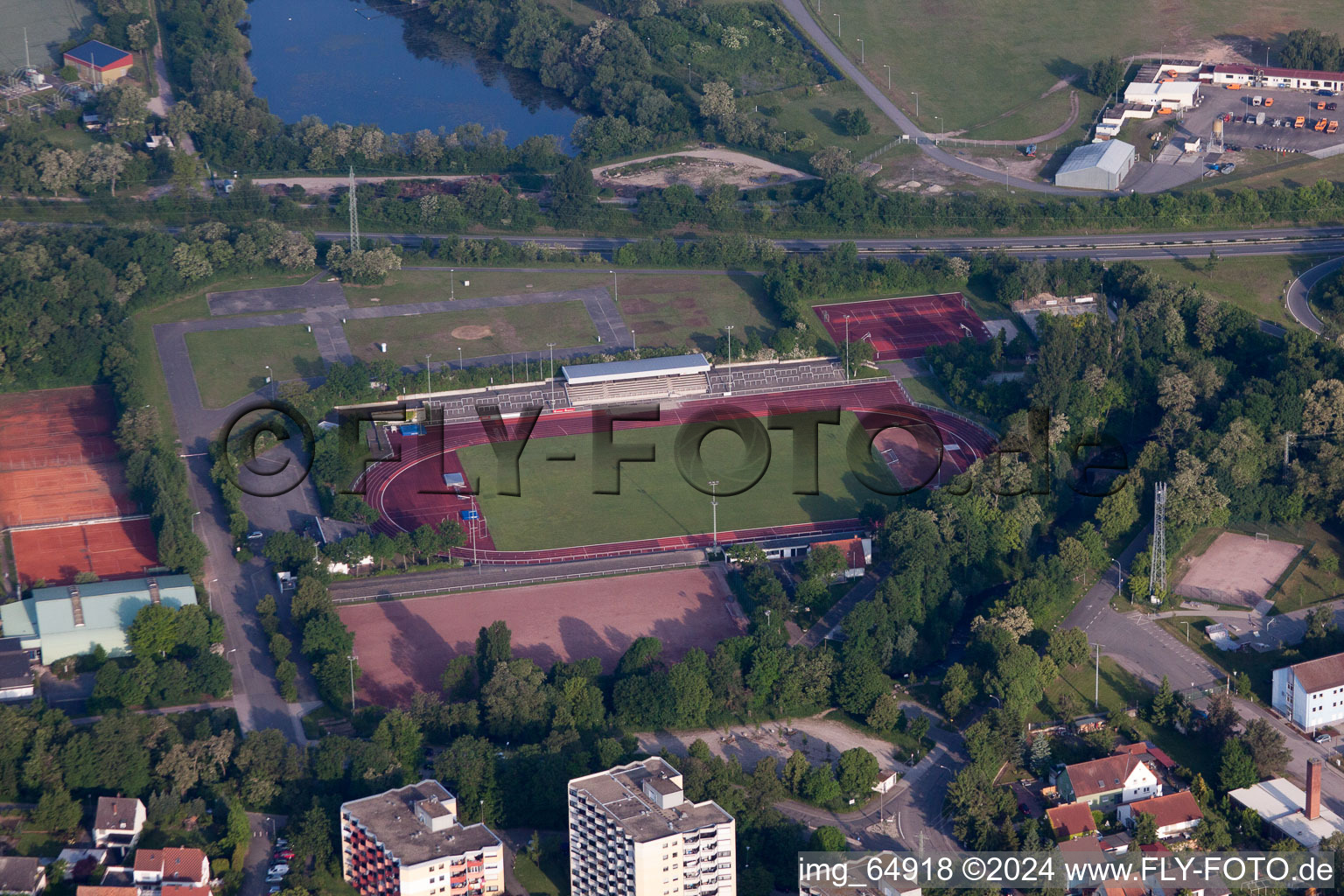 Aerial photograpy of Germersheim in the state Rhineland-Palatinate, Germany