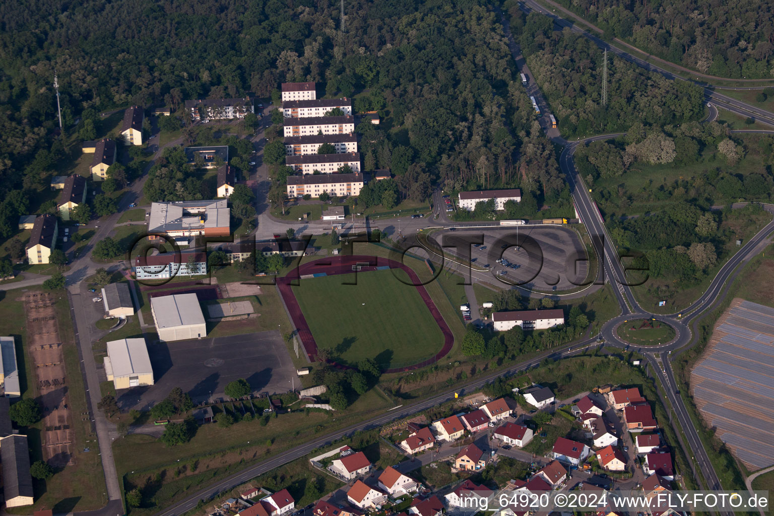 Germersheim in the state Rhineland-Palatinate, Germany seen from a drone