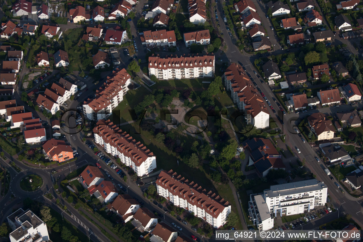 Aerial view of Germersheim in the state Rhineland-Palatinate, Germany