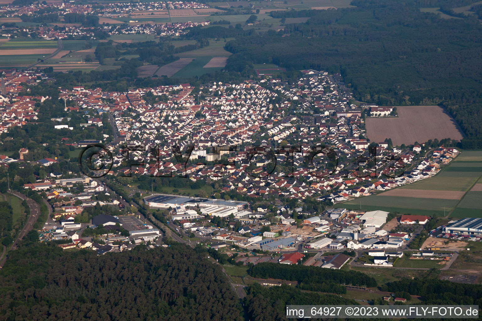 Bellheim in the state Rhineland-Palatinate, Germany from the plane