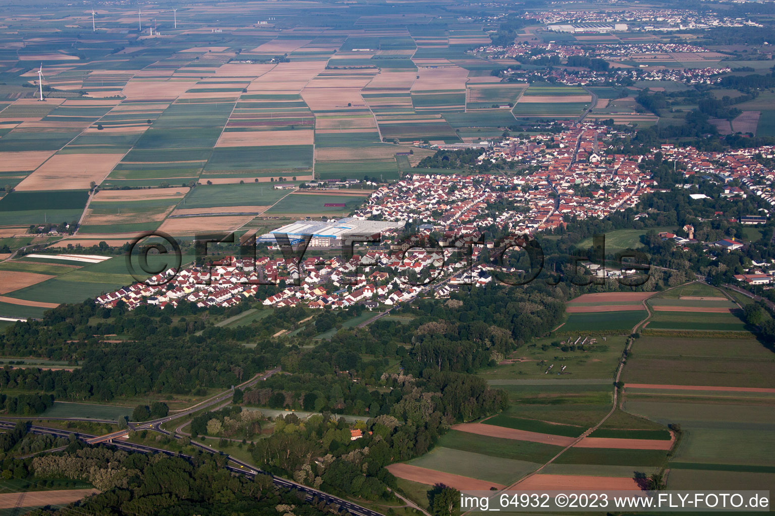 Drone image of Bellheim in the state Rhineland-Palatinate, Germany