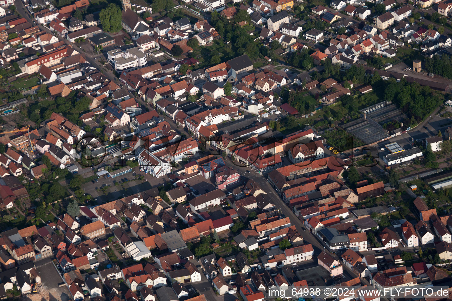 Rülzheim in the state Rhineland-Palatinate, Germany seen from above