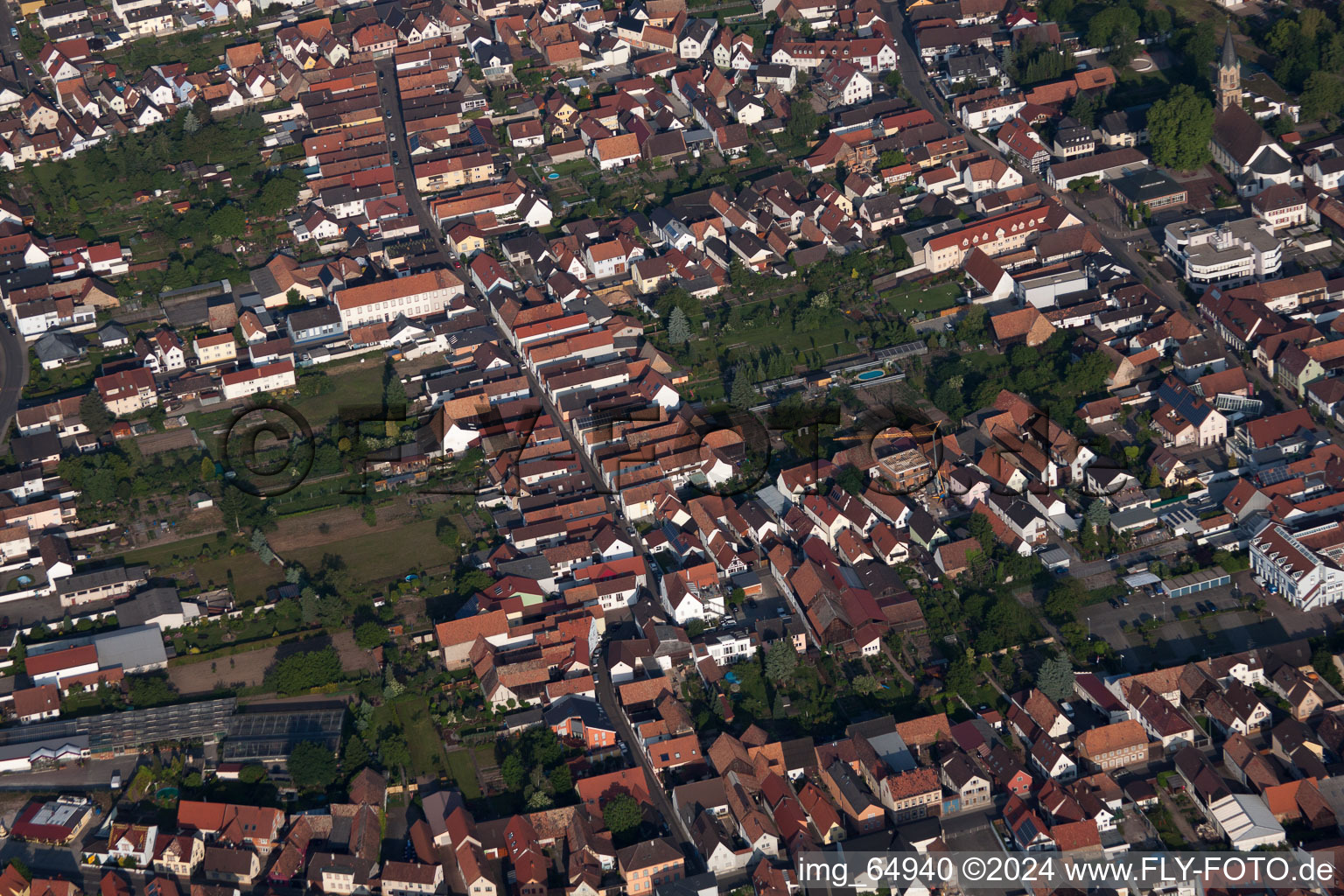 Bird's eye view of Rülzheim in the state Rhineland-Palatinate, Germany