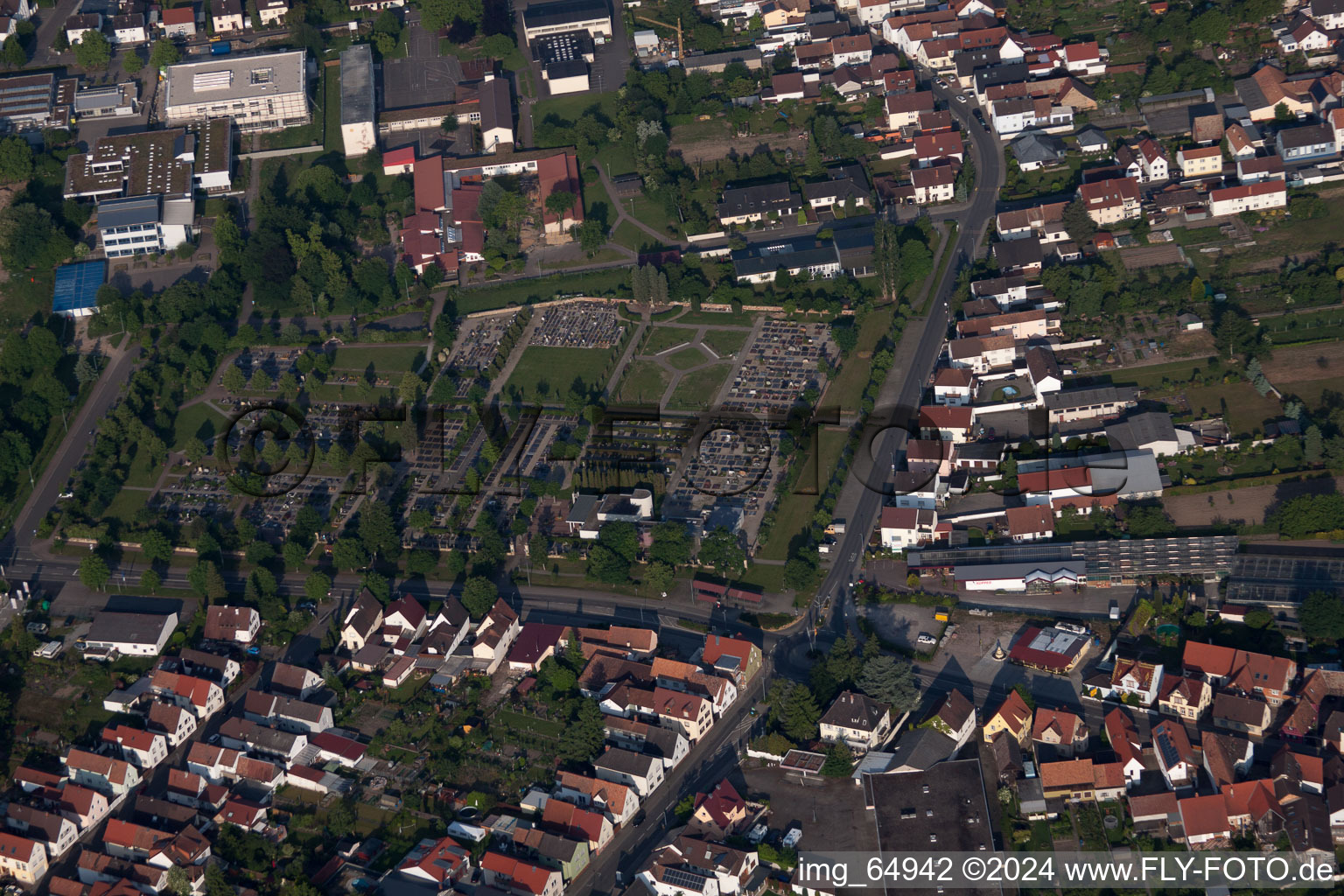 Drone recording of Rülzheim in the state Rhineland-Palatinate, Germany