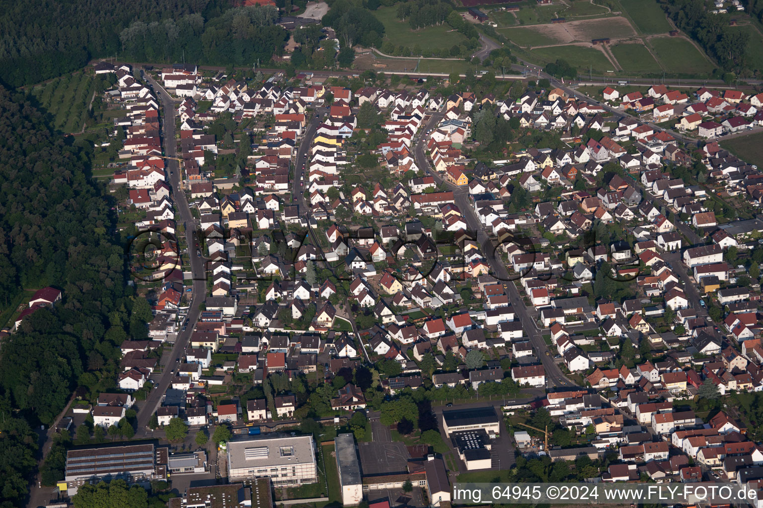 Rülzheim in the state Rhineland-Palatinate, Germany from a drone