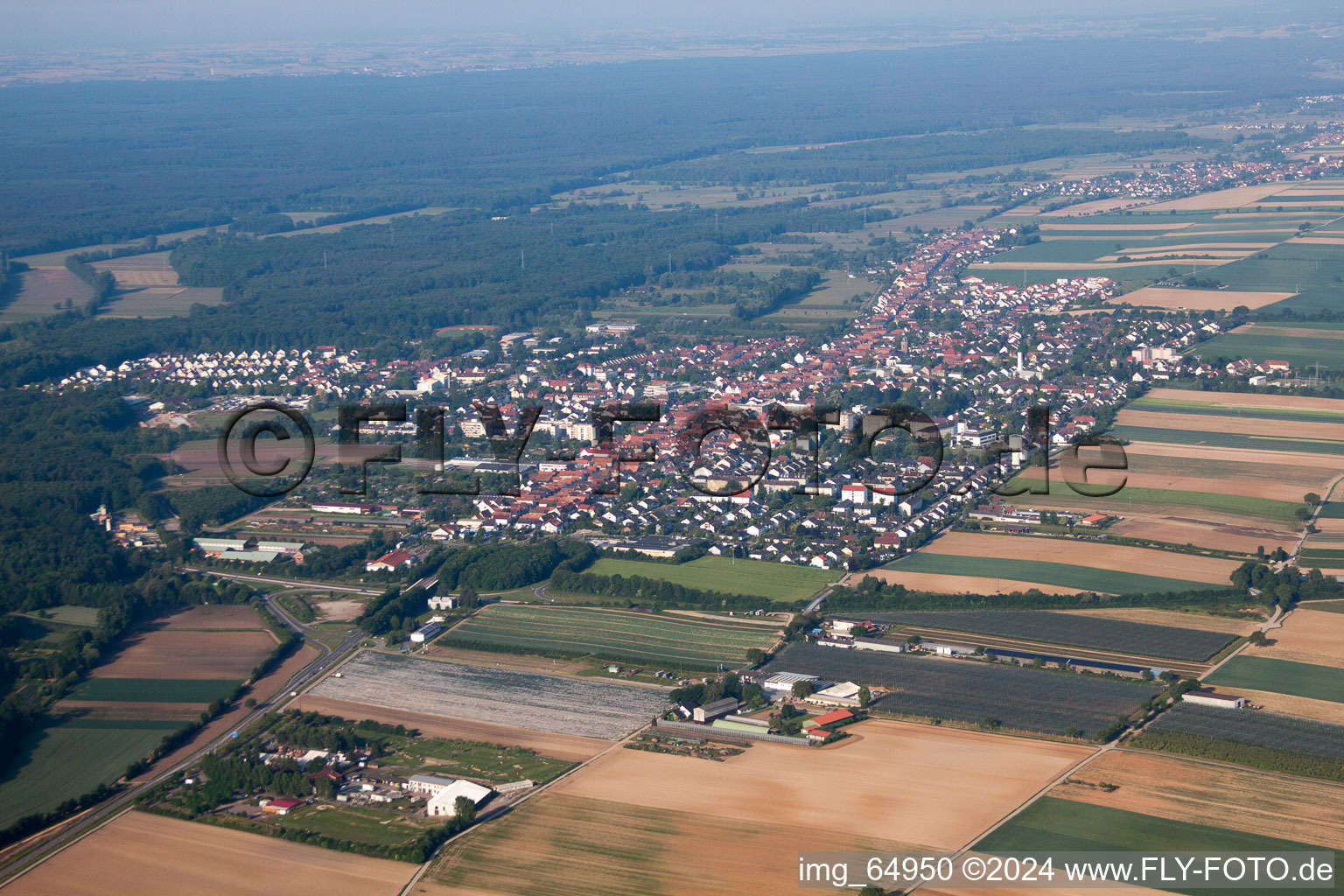 From the east in Kandel in the state Rhineland-Palatinate, Germany from above