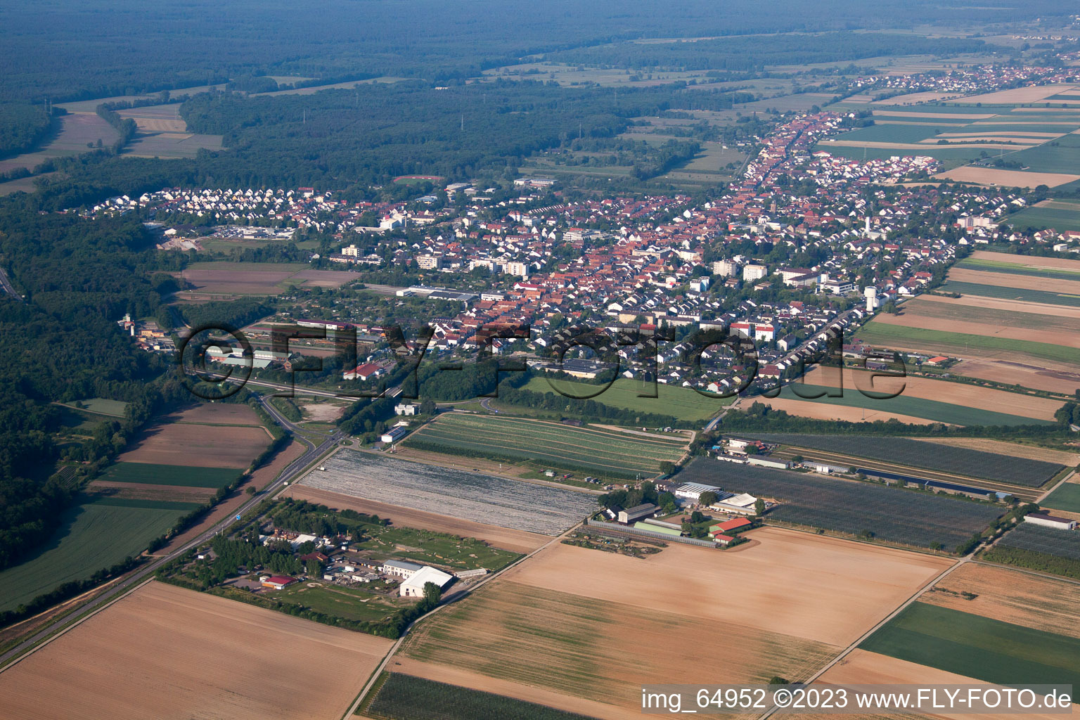 From the east in Kandel in the state Rhineland-Palatinate, Germany out of the air