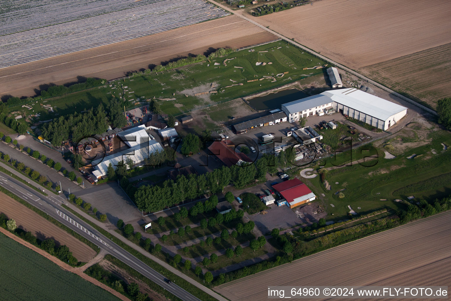 Aerial photograpy of Adamshof foot golf course in Kandel in the state Rhineland-Palatinate, Germany