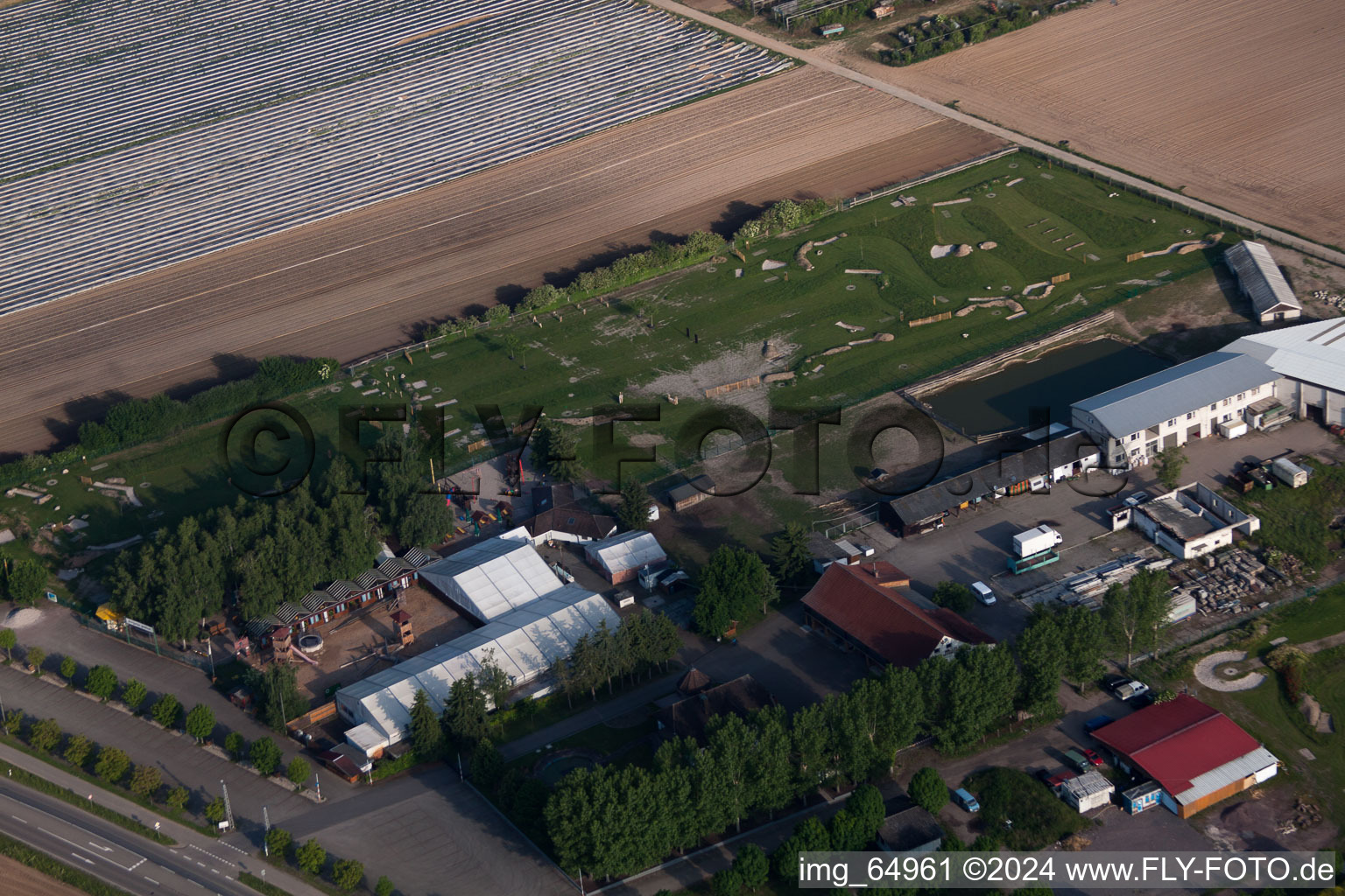 Oblique view of Adamshof Footgolf Course in Kandel in the state Rhineland-Palatinate, Germany