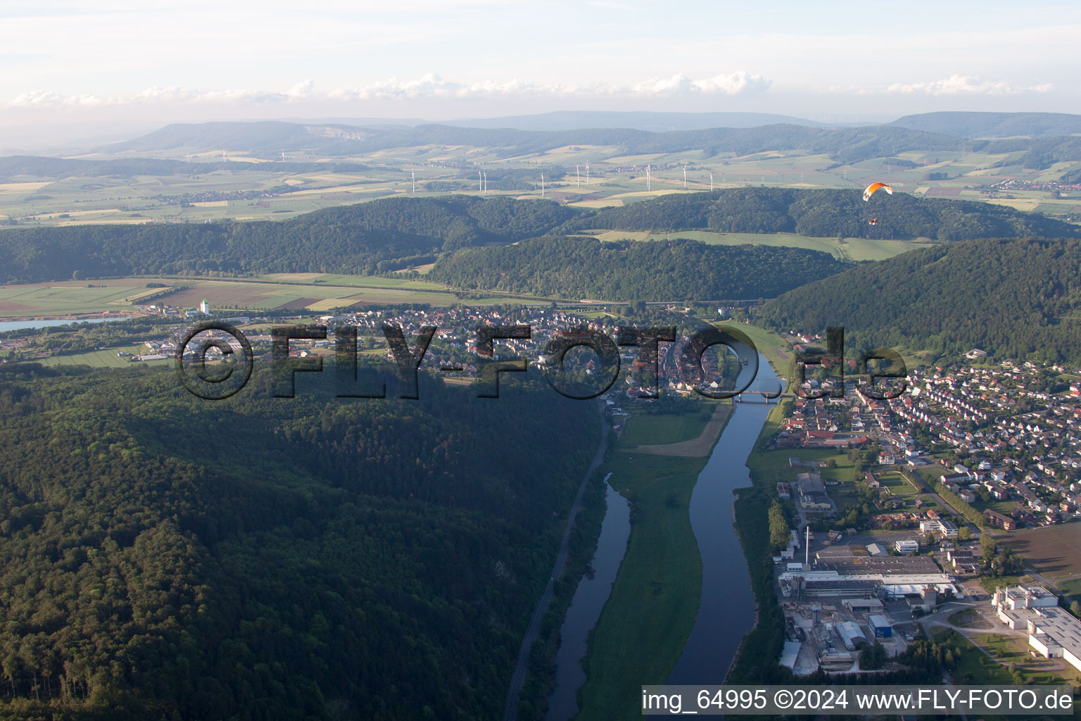 Aerial view of Bodenwerder in the state Lower Saxony, Germany