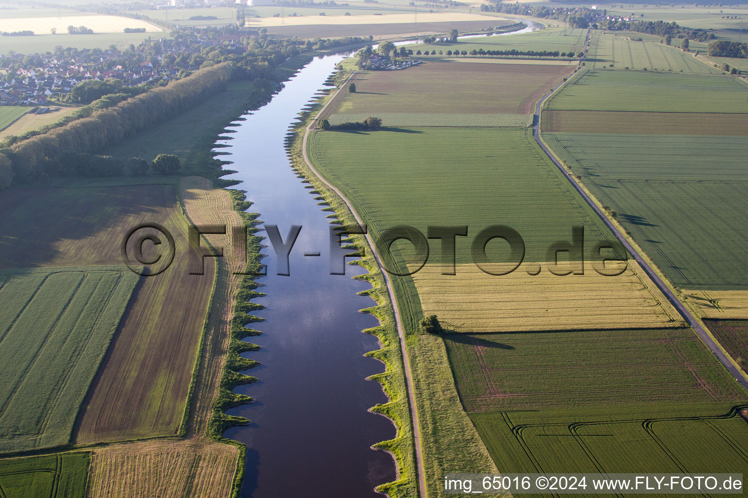 Building remains of the reactor units and facilities of the NPP nuclear power plant Kernkraftwerk Grohnde on Weser in Emmerthal in the state Lower Saxony, Germany