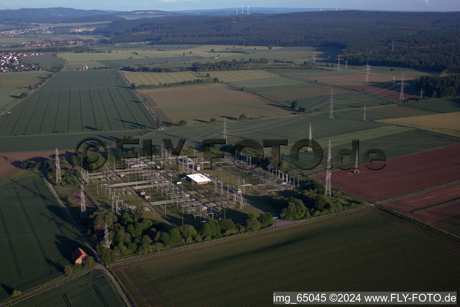 Grohnde substation in Emmerthal in the state Lower Saxony, Germany out of the air