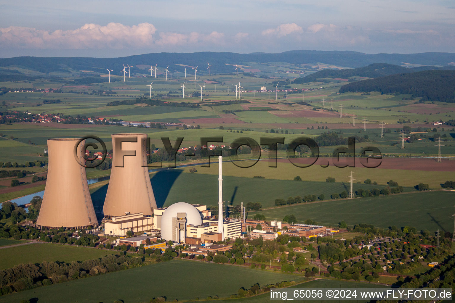 Building remains of the reactor units and facilities of the NPP nuclear power plant in Emmerthal in the state Lower Saxony