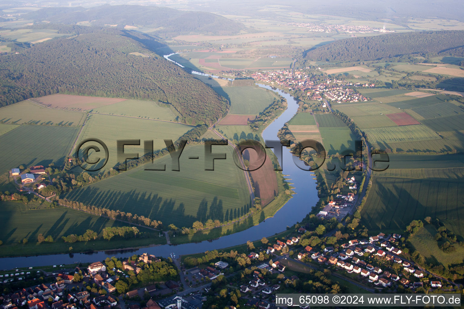 Polle in the state Lower Saxony, Germany from above