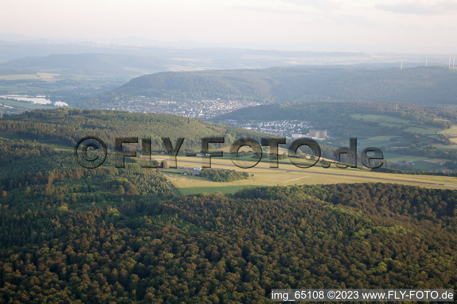 Aerial view of Airfield in Höxter in the state North Rhine-Westphalia, Germany