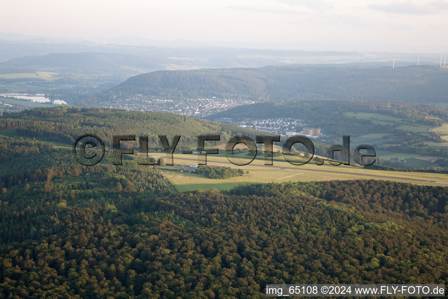 Aerial view of Airport in Höxter in the state North Rhine-Westphalia, Germany