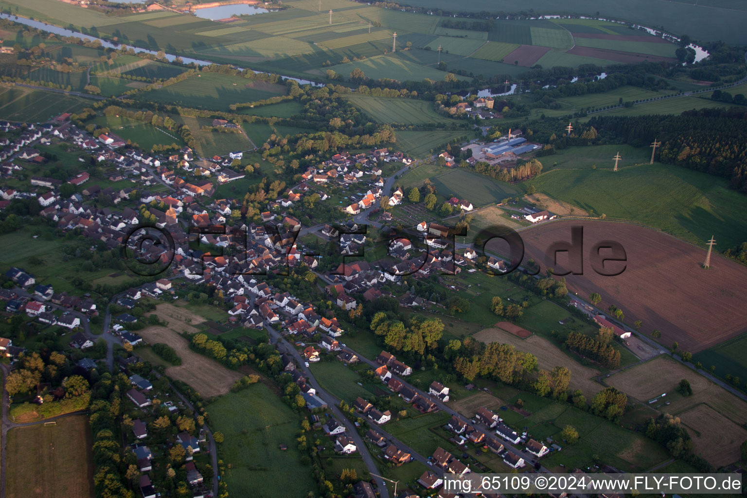 Town View of the streets and houses of the residential areas in the district Albaxen in Hoexter in the state North Rhine-Westphalia