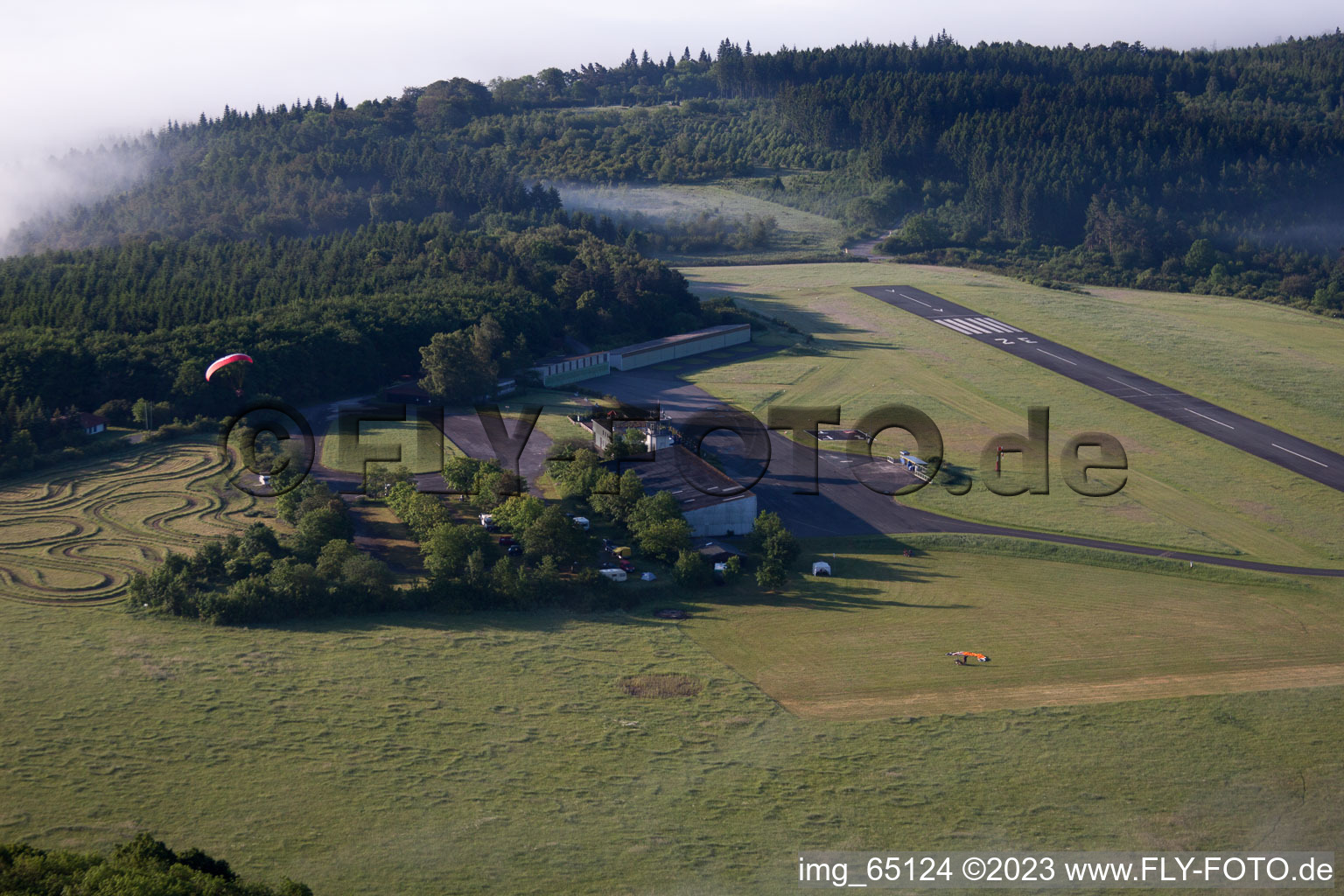 Airfield in Höxter in the state North Rhine-Westphalia, Germany out of the air