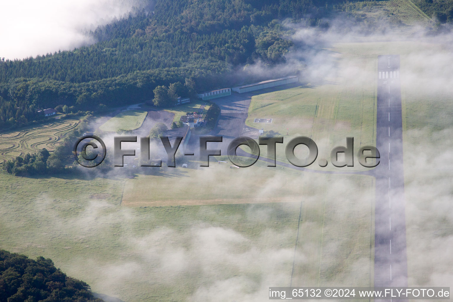 Airport in Höxter in the state North Rhine-Westphalia, Germany seen from above