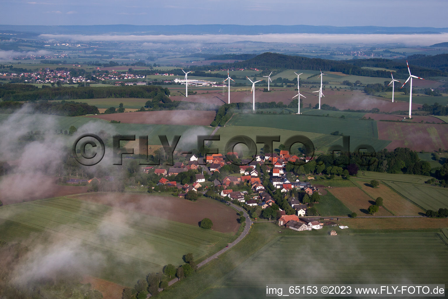 Aerial view of Hohehaus in the state North Rhine-Westphalia, Germany