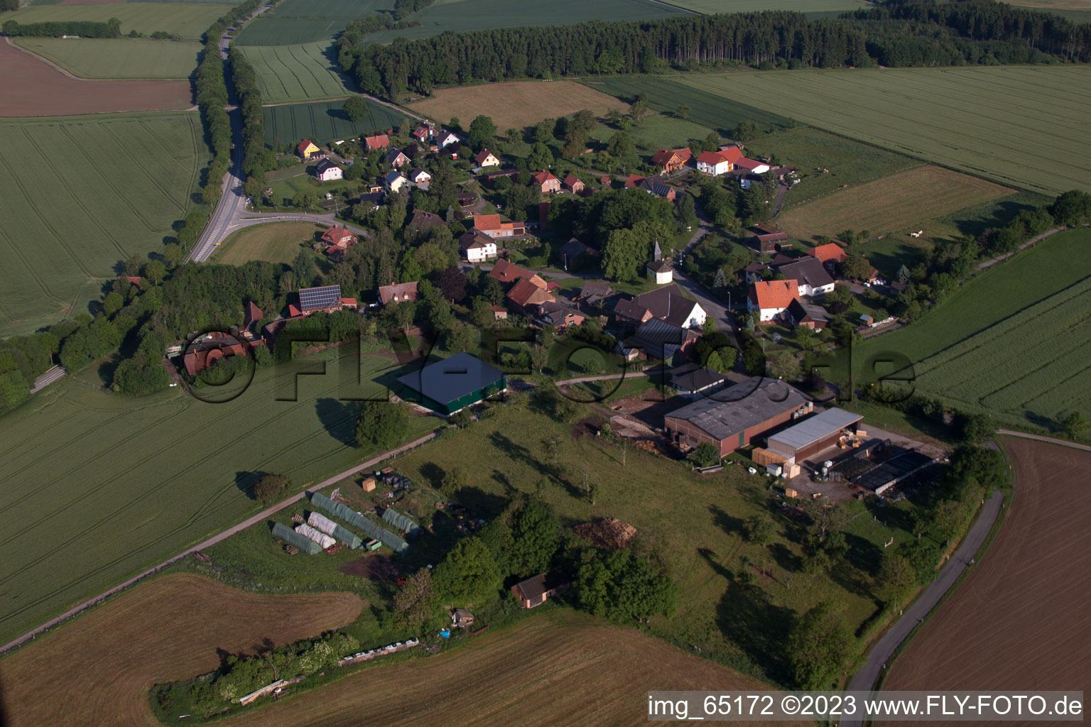 Hohehaus in the state North Rhine-Westphalia, Germany viewn from the air