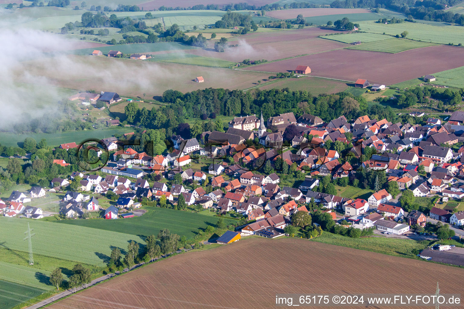 Agricultural fields and farmland in the district Vörden in Marienmünster in the state North Rhine-Westphalia, Germany