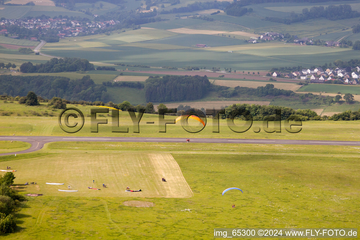 Drone recording of Airport in Höxter in the state North Rhine-Westphalia, Germany