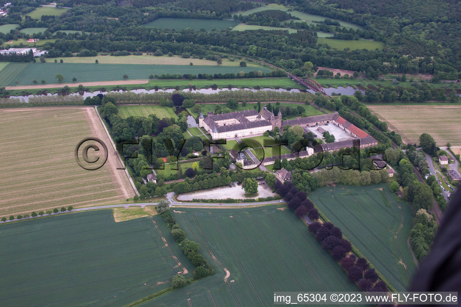 Höxter in the state North Rhine-Westphalia, Germany seen from above