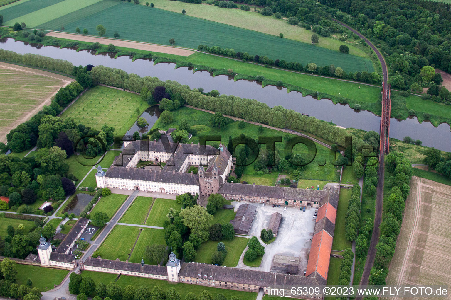 Drone image of Höxter in the state North Rhine-Westphalia, Germany