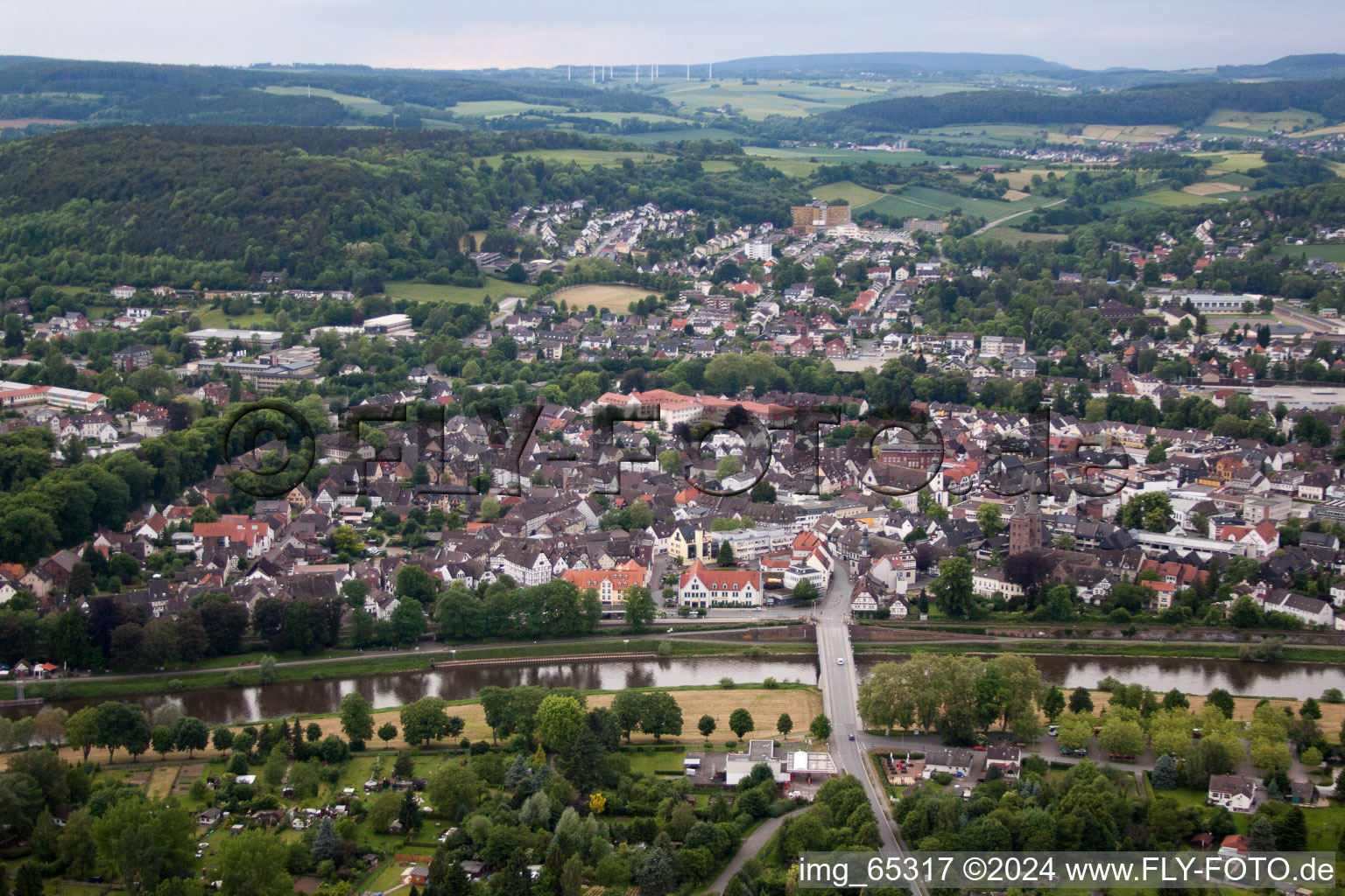 Aerial photograpy of Höxter in the state North Rhine-Westphalia, Germany