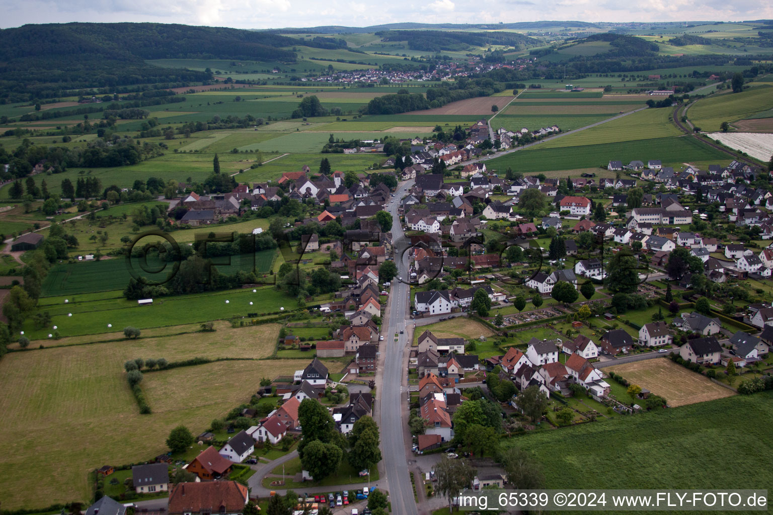 From the north in the district Godelheim in Höxter in the state North Rhine-Westphalia, Germany