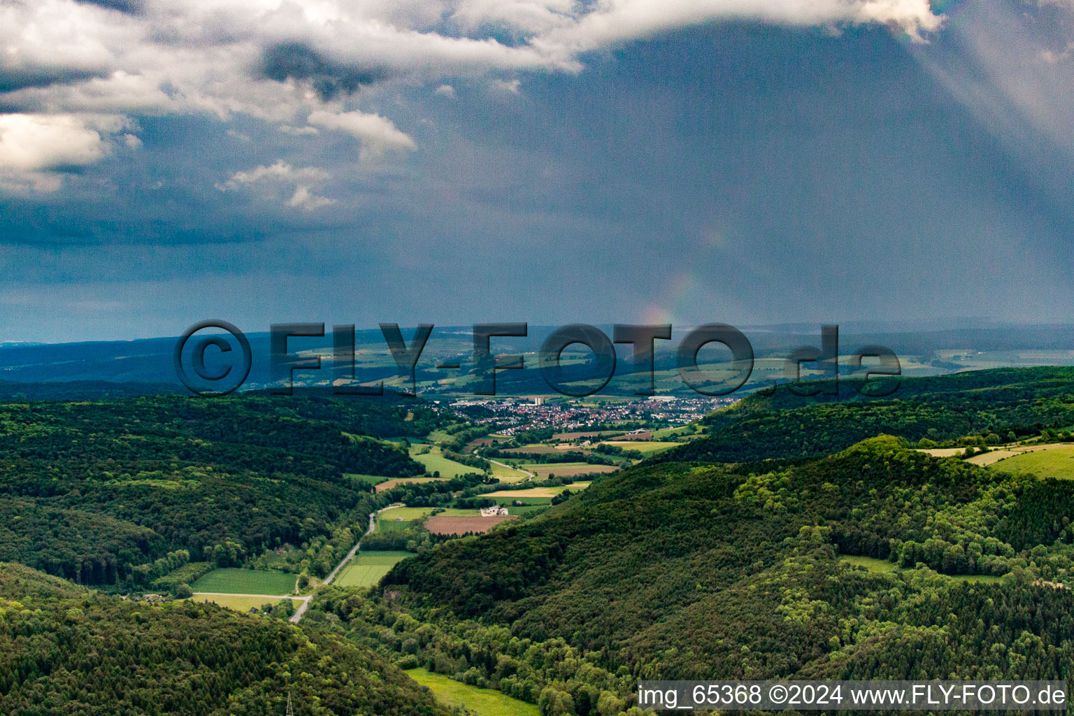 Thunderstorm over Bevertal in the district Dalhausen in Beverungen in the state North Rhine-Westphalia, Germany