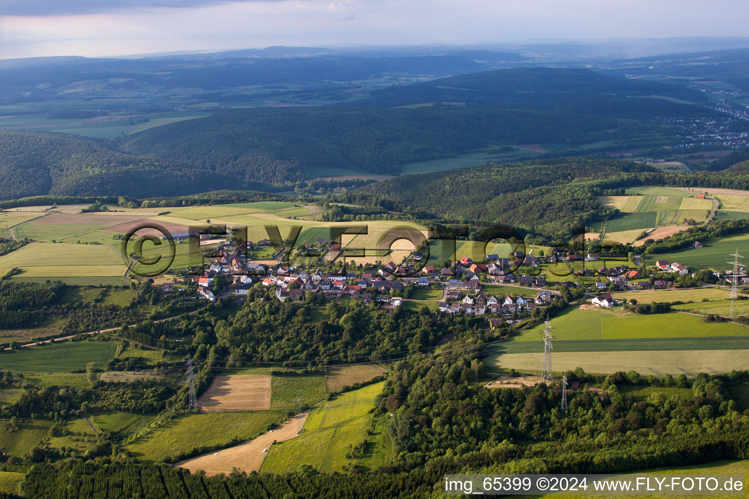 From the south in the district Jakobsberg in Beverungen in the state North Rhine-Westphalia, Germany