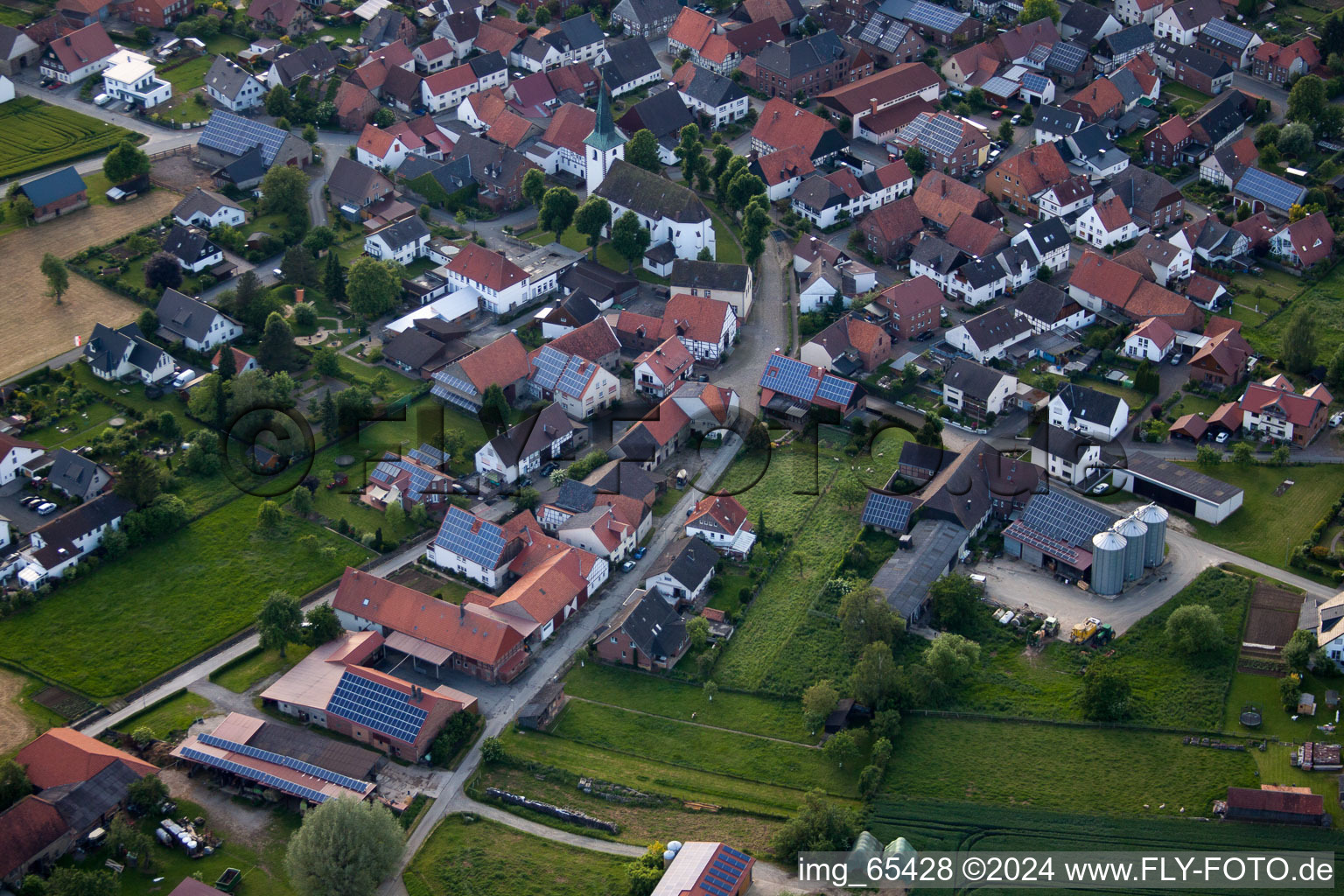 Aerial view of Erkeln in the state North Rhine-Westphalia, Germany