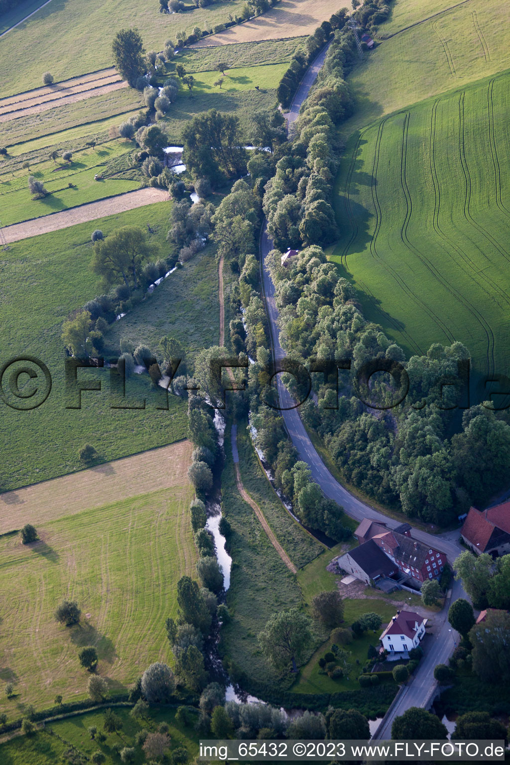 Aerial photograpy of Erkeln in the state North Rhine-Westphalia, Germany