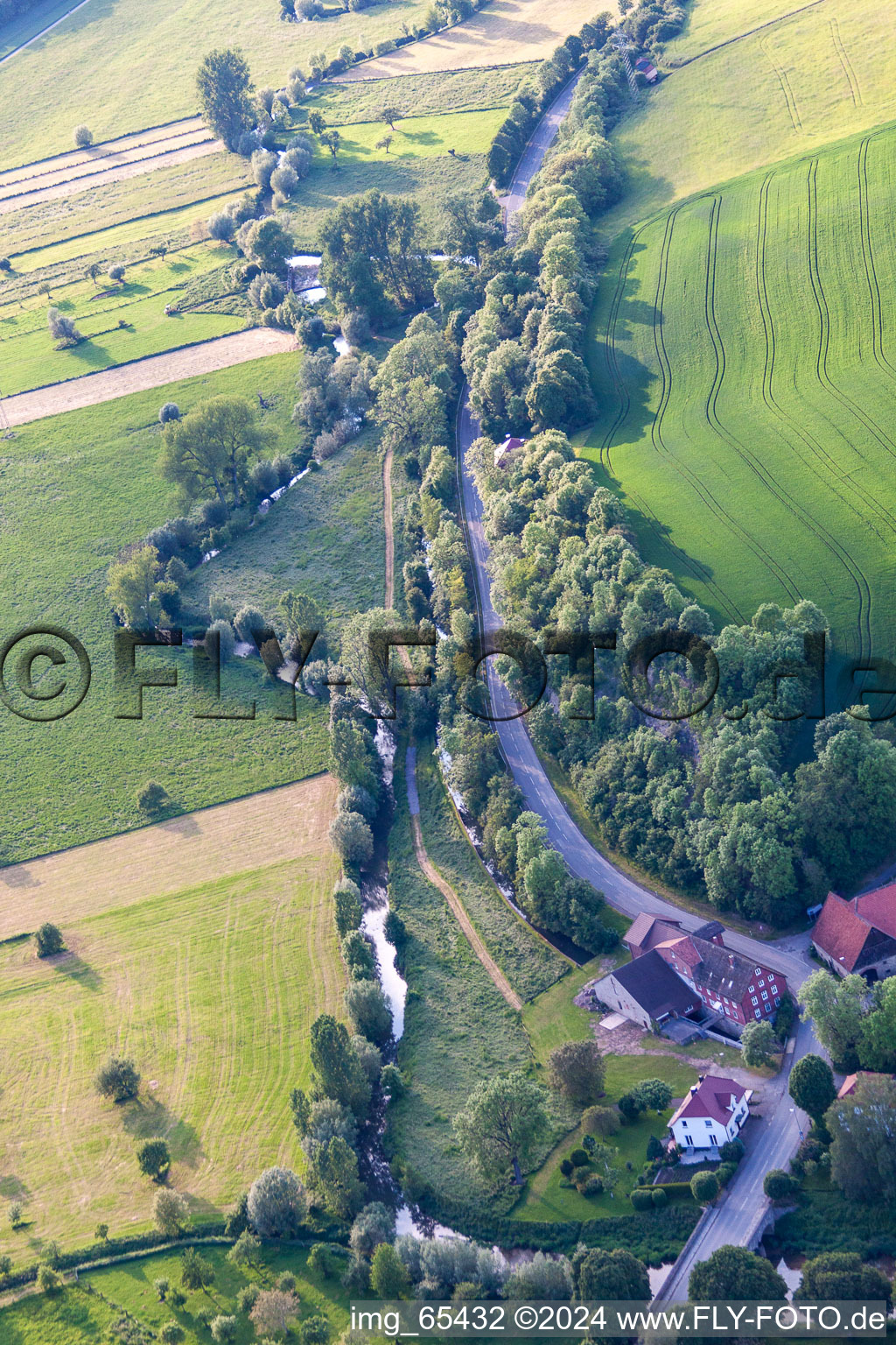 Aerial photograpy of Erkeln in the state North Rhine-Westphalia, Germany