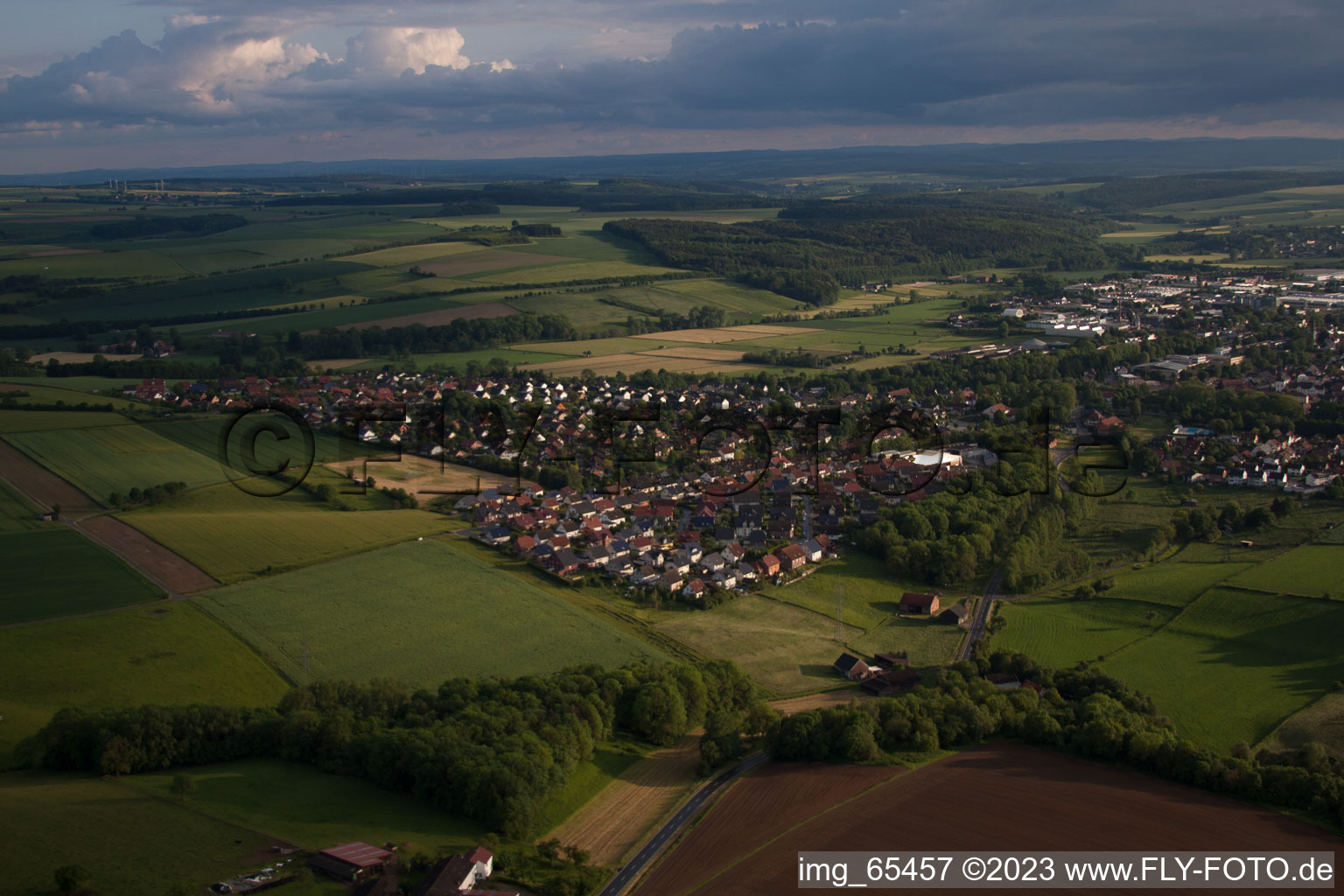 Aerial view of Brakel in the state North Rhine-Westphalia, Germany