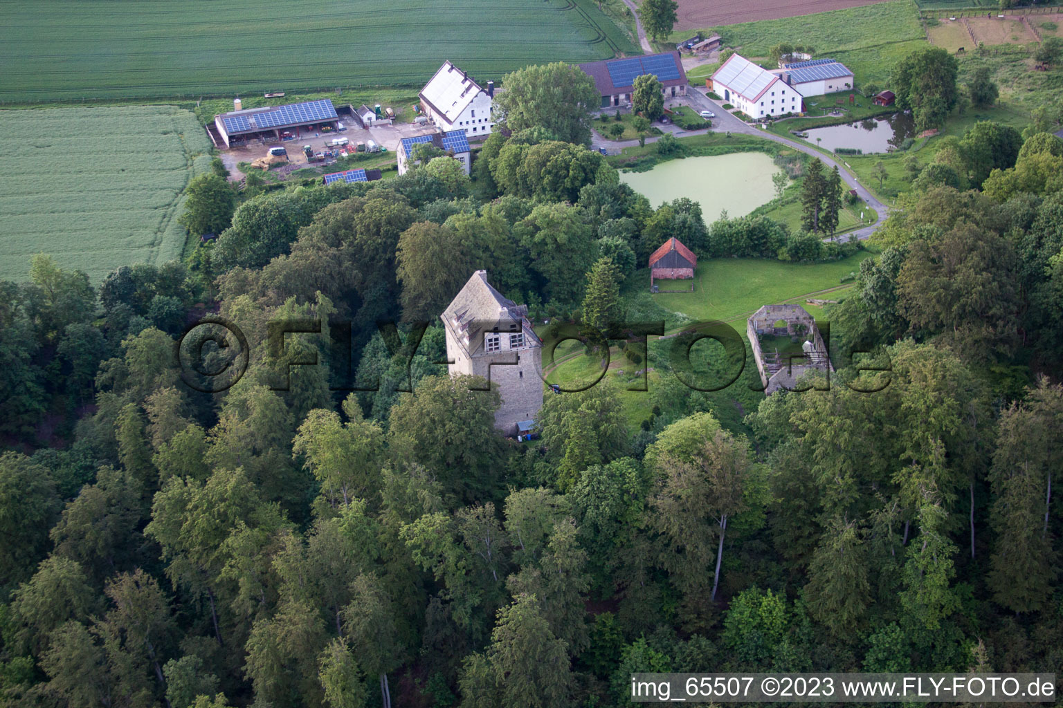 Oblique view of Kleinenbreden in the state North Rhine-Westphalia, Germany