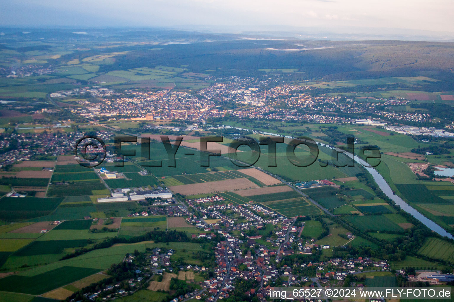 Holzminden in the state Lower Saxony, Germany viewn from the air